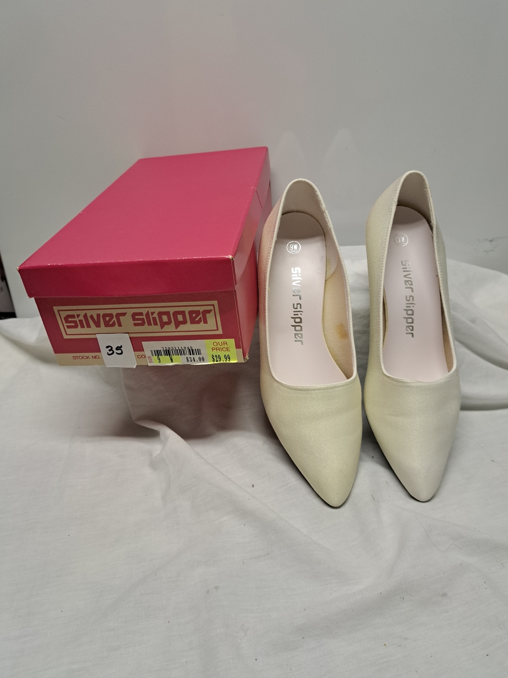 Silver Slipper Women's Cream Pointed Toe Heels